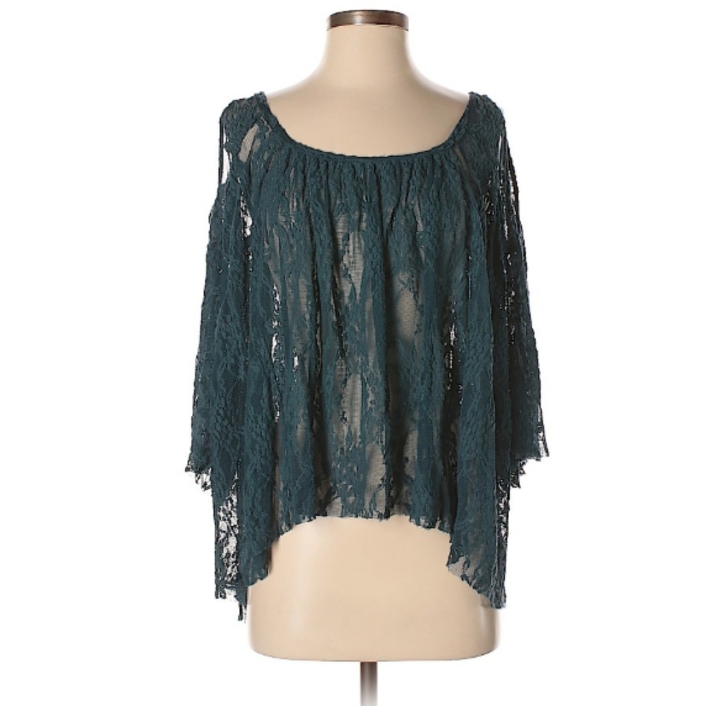 Free People Boho Green Lace Fairy  Top